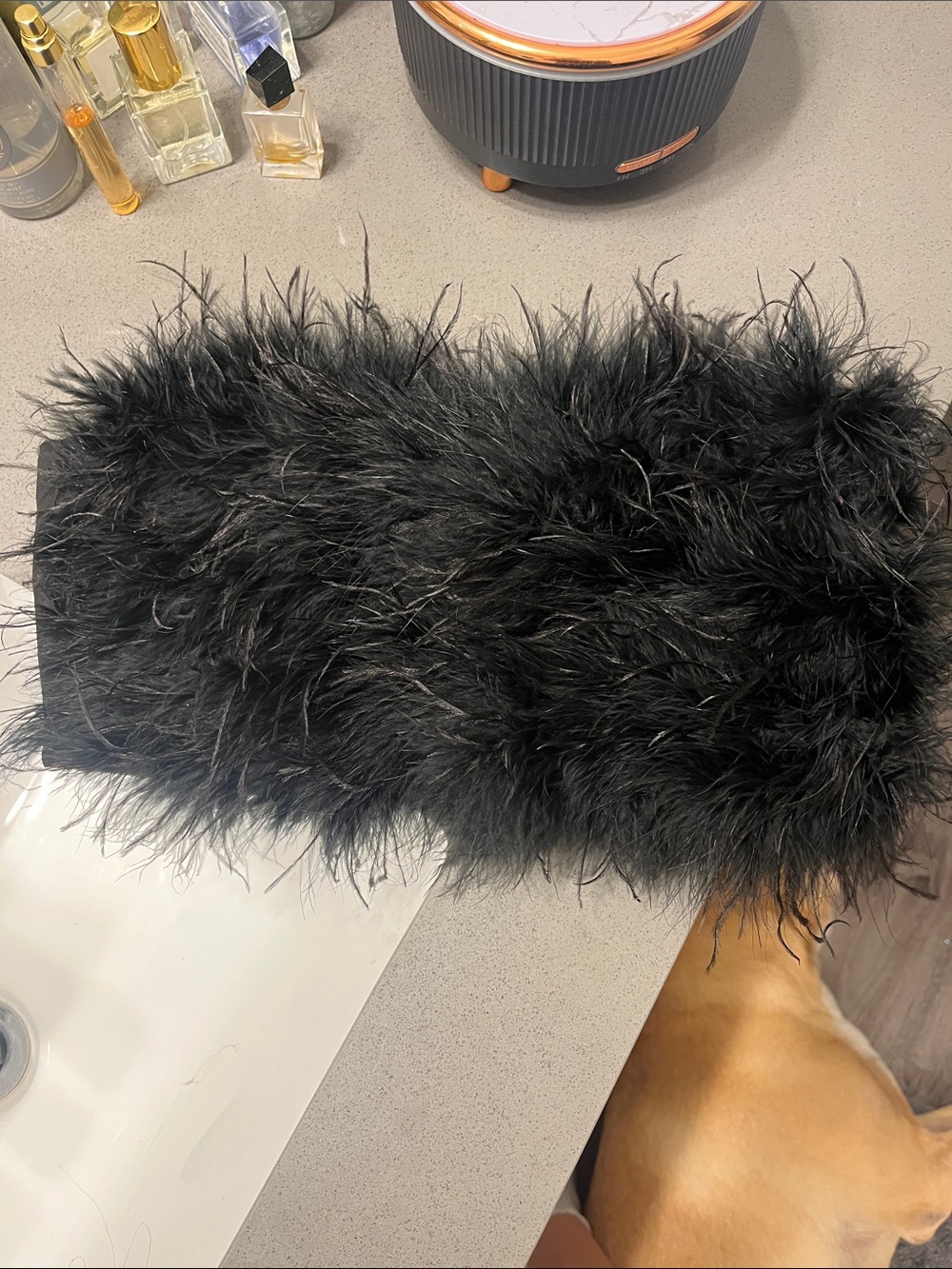 12th Tribe Black Faux Feather Crop Top